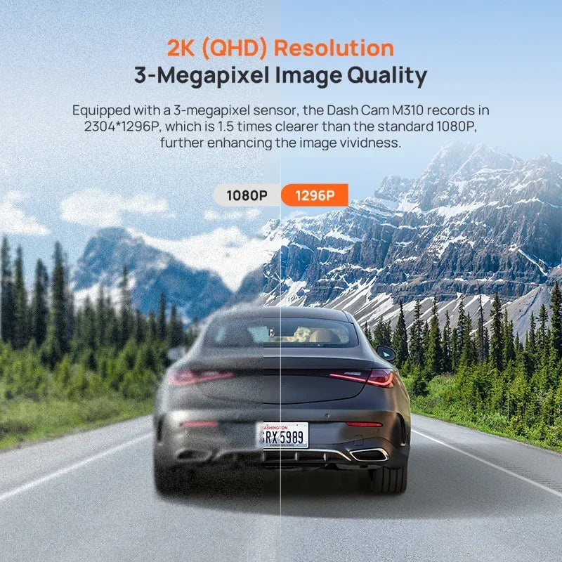 2K Dash Cam 1296P HD Night Vision WiFi Car DVR Recorder