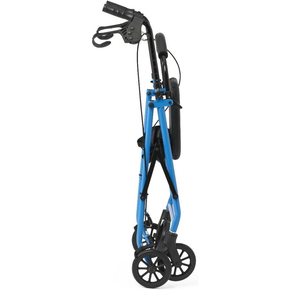Folding Steel Rollator Walker with Seat for Seniors - Light Blue