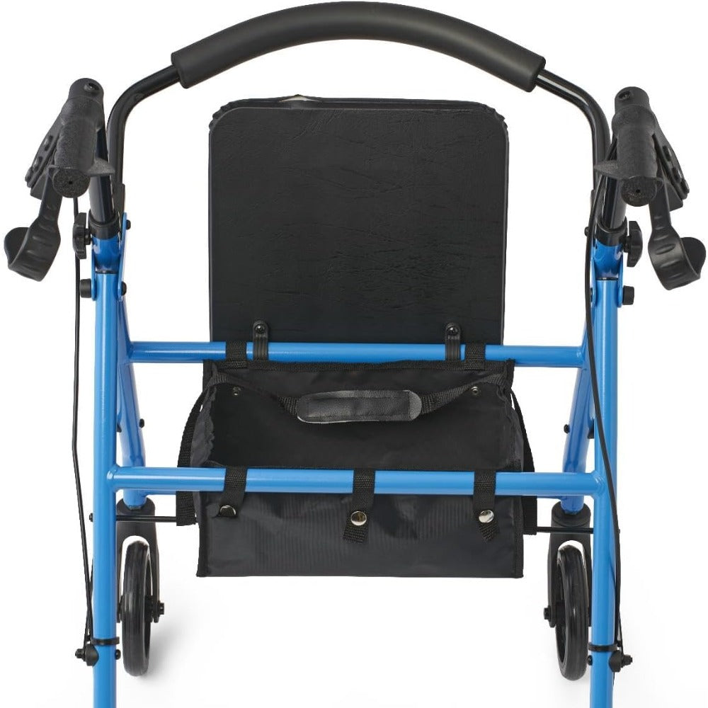Folding Steel Rollator Walker with Seat for Seniors - Light Blue