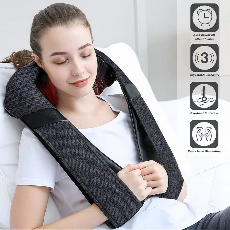 Shiatsu Neck & Shoulder Massager - Heated Deep Tissue Relief