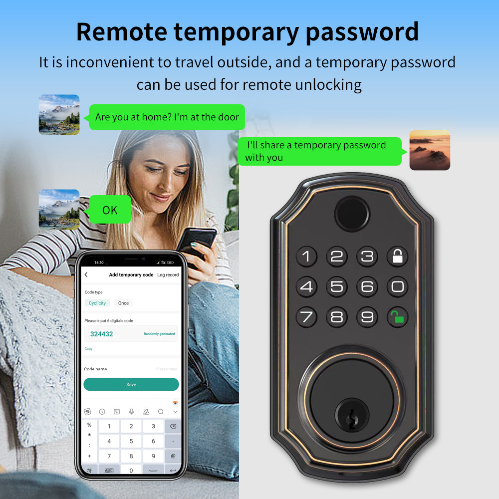 Fingerprint Smart Deadbolt Keyless Entry Lock Bluetooth