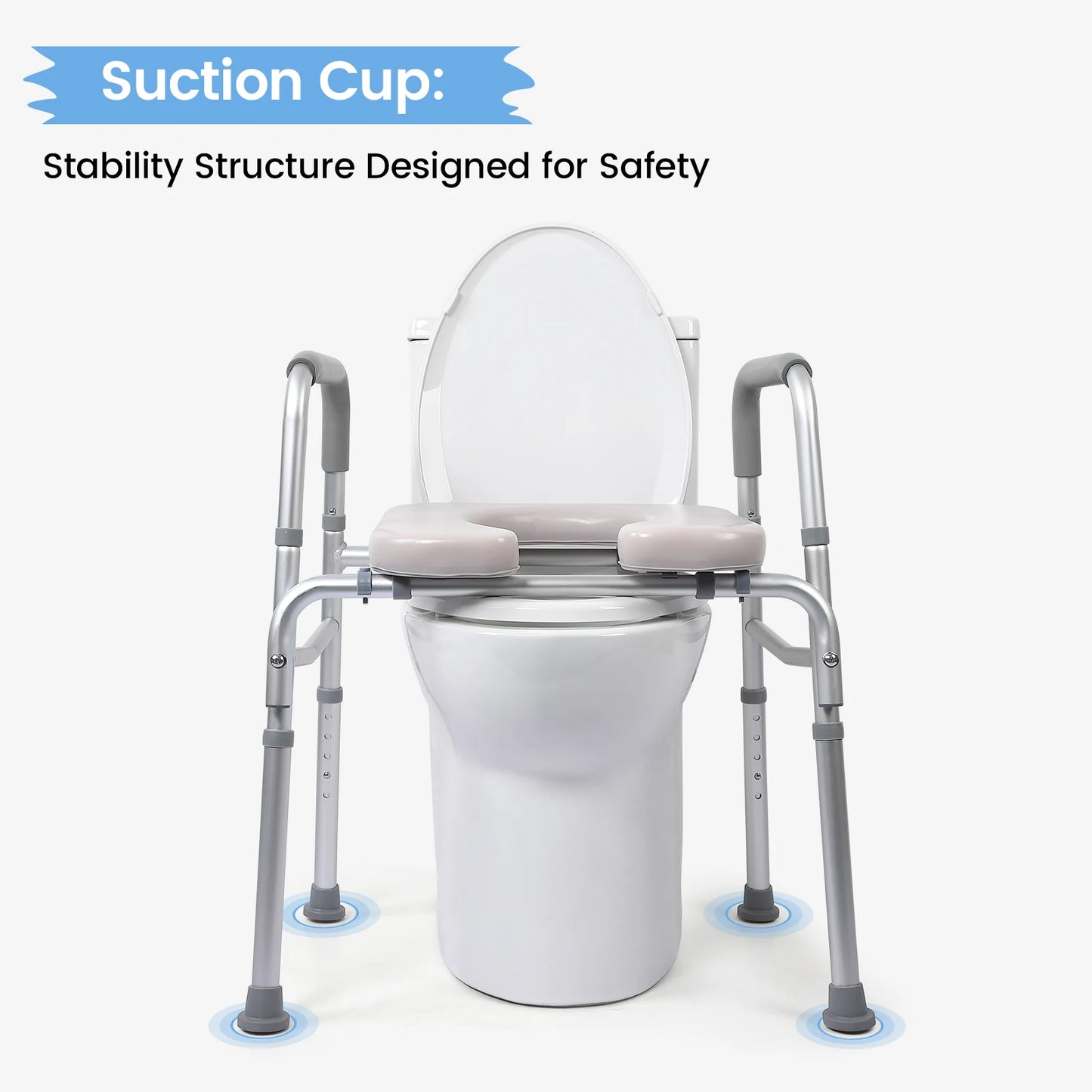 Adjustable Raised Toilet Seat 350LB for Disabled & Elderly
