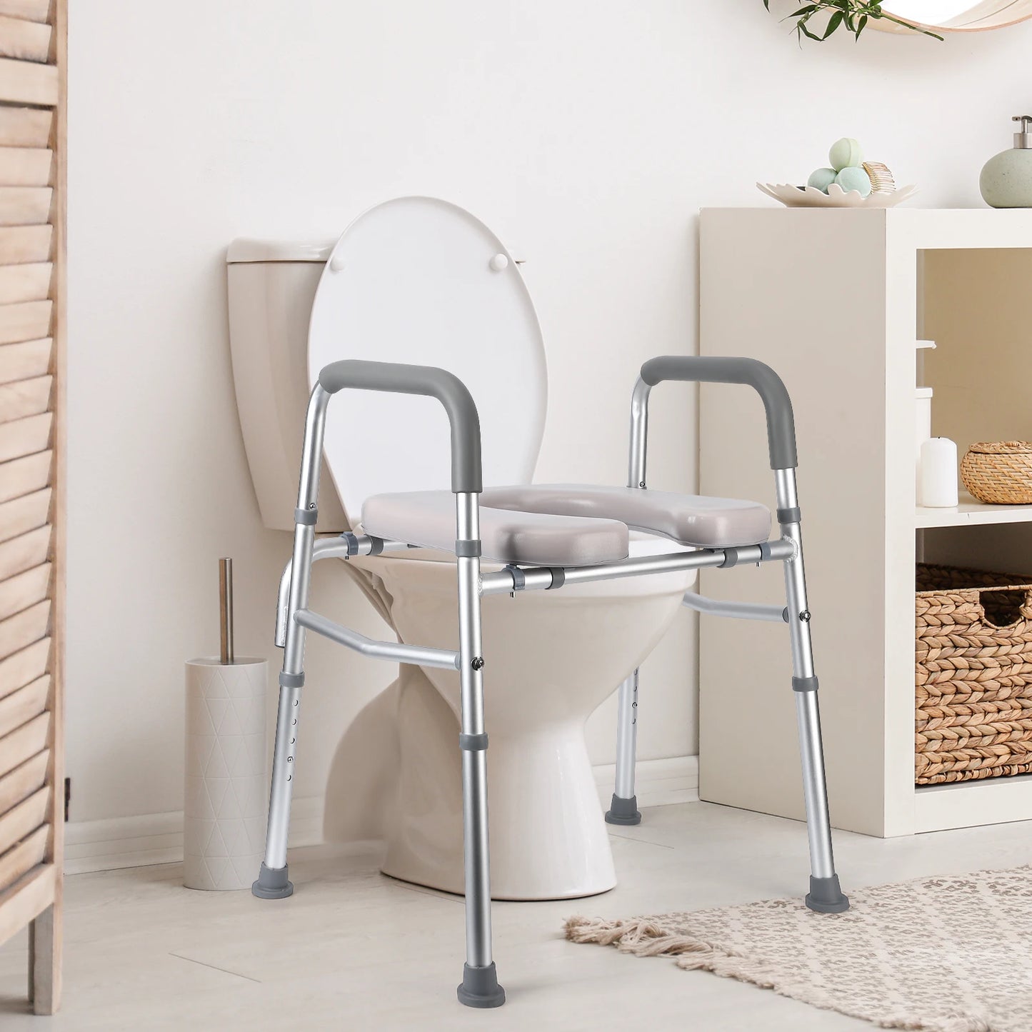 Adjustable Raised Toilet Seat 350LB for Disabled & Elderly