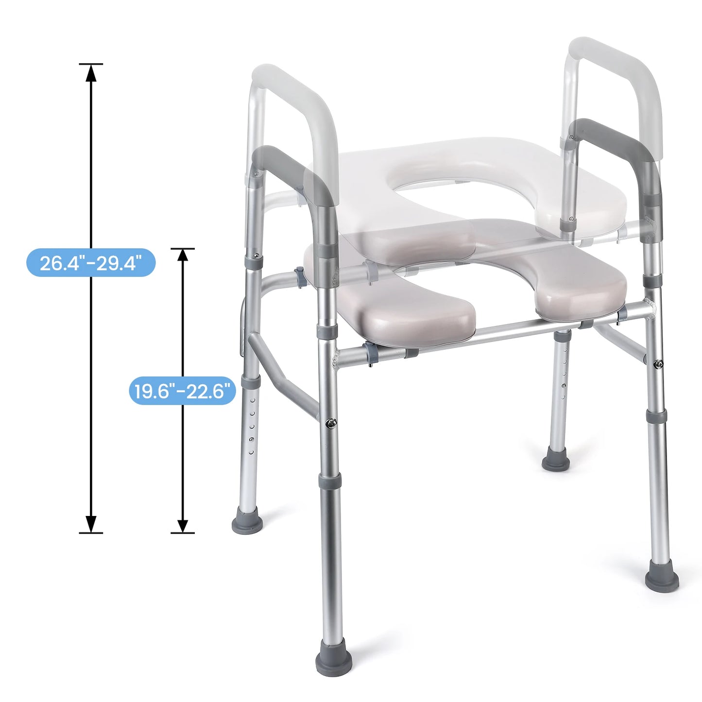Adjustable Raised Toilet Seat 350LB for Disabled & Elderly
