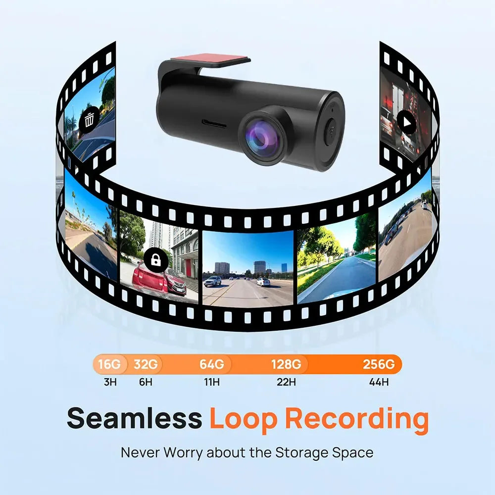 2K Dash Cam 1296P HD Night Vision WiFi Car DVR Recorder