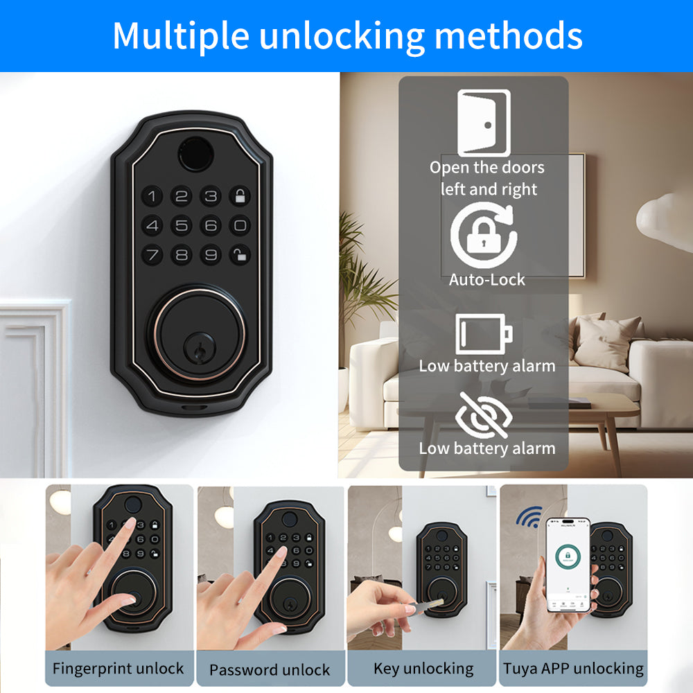 Fingerprint Smart Deadbolt Keyless Entry Lock Bluetooth