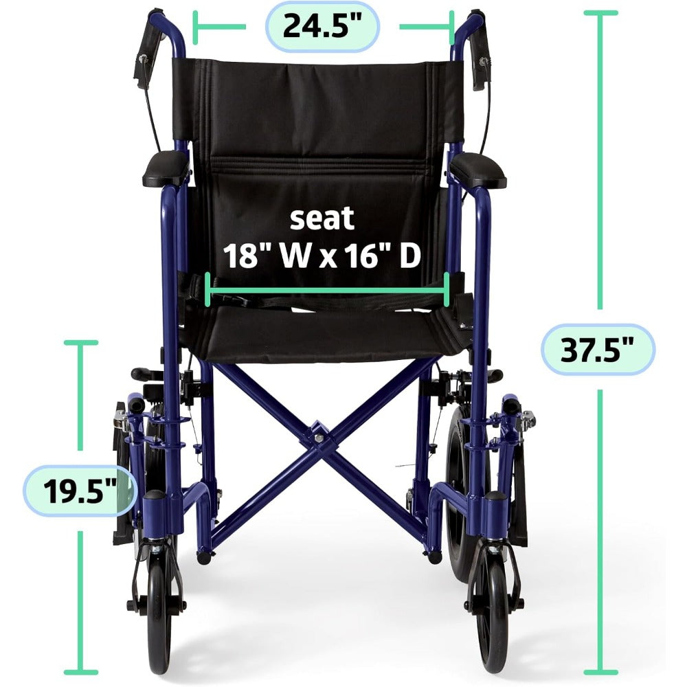 Lightweight Foldable Wheelchair with Handbrakes, 12-Inch Wheels