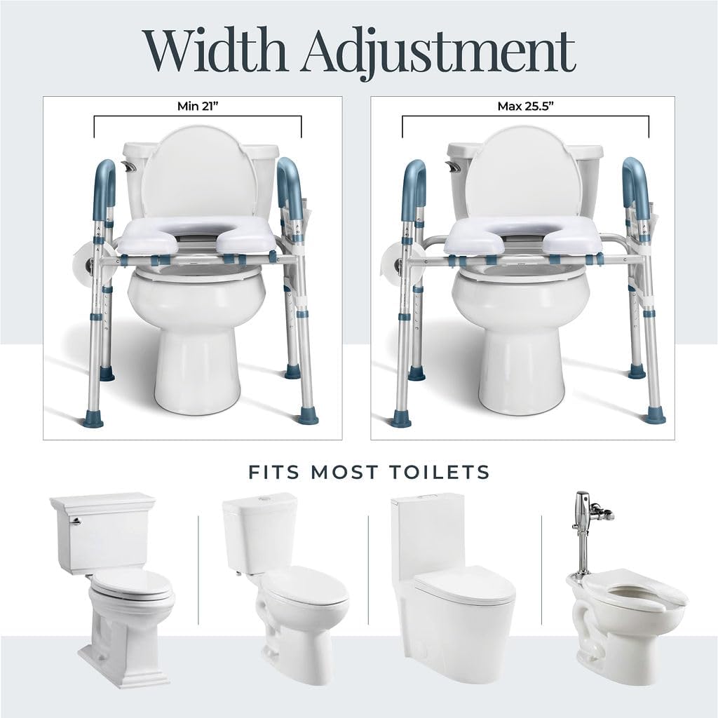 Toilet Seat Risers Adjustable Height for Seniors with Handles