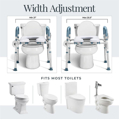 Toilet Seat Risers Adjustable Height for Seniors with Handles