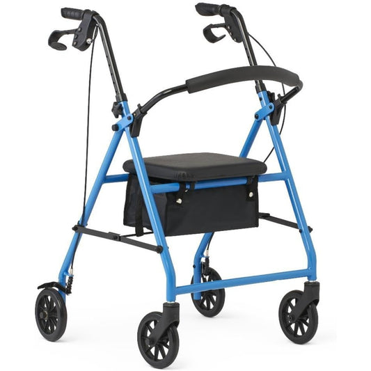 Folding Steel Rollator Walker with Seat for Seniors - Light Blue