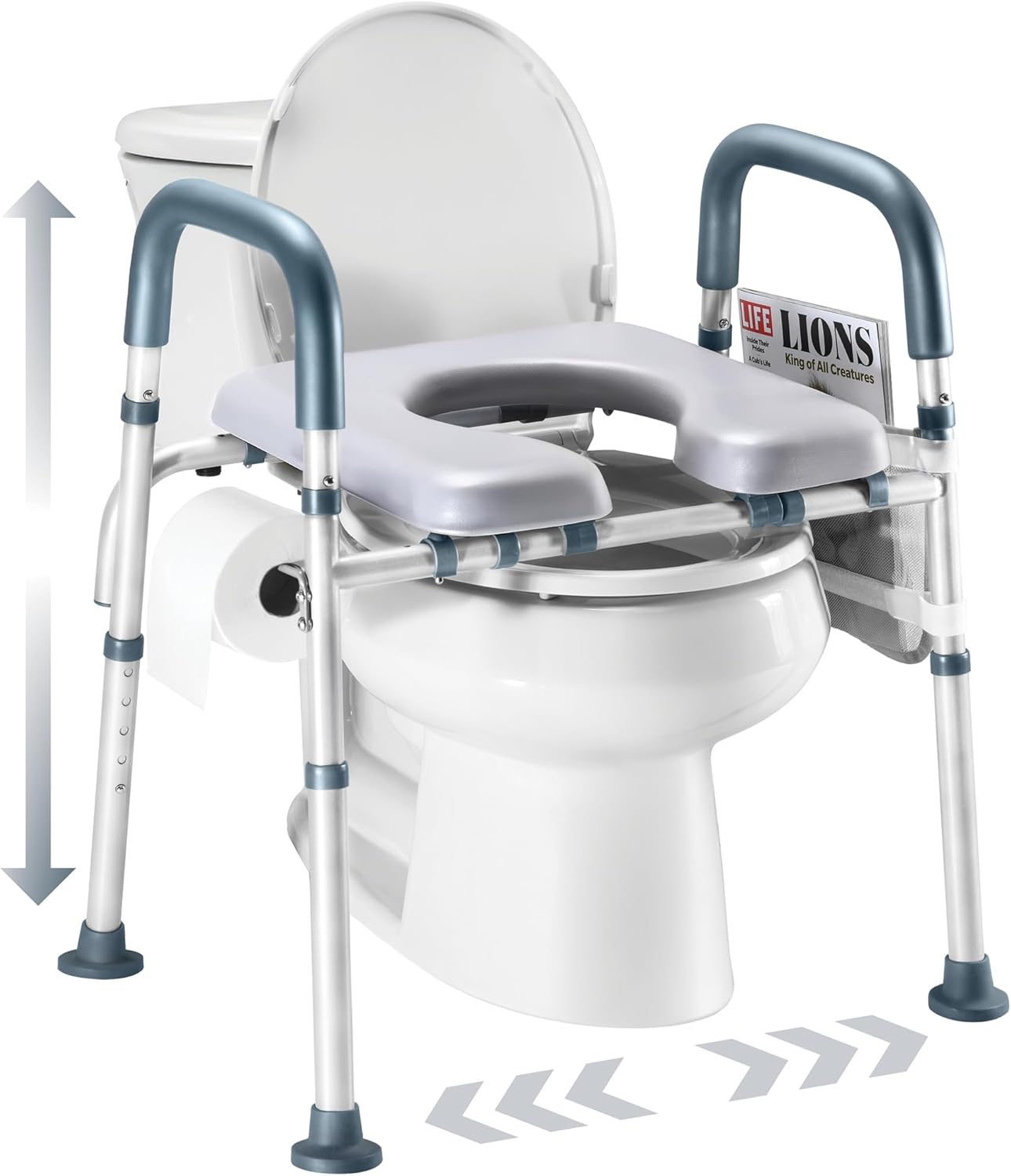 Toilet Seat Risers Adjustable Height for Seniors with Handles