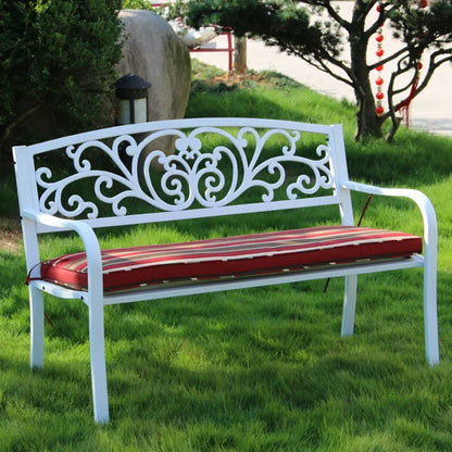 Wrought Iron Outdoor Bench - Double Seat Park Chair