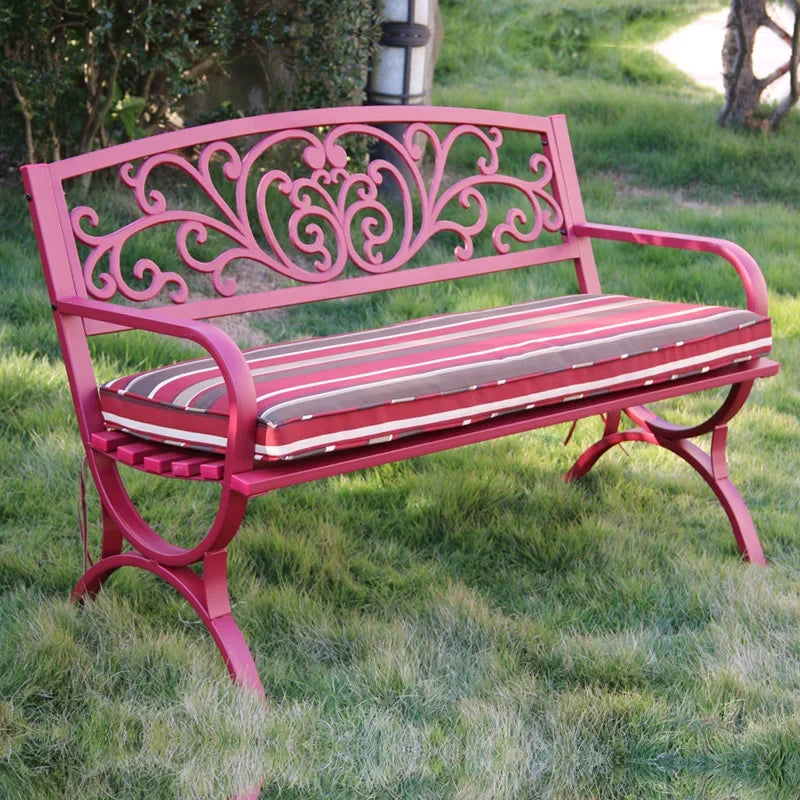 Wrought Iron Outdoor Bench - Double Seat Park Chair