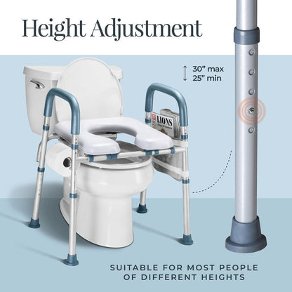 Toilet Seat Risers Adjustable Height for Seniors with Handles