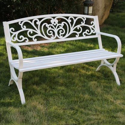 Wrought Iron Outdoor Bench - Double Seat Park Chair