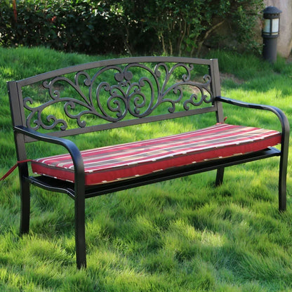 Wrought Iron Outdoor Bench - Double Seat Park Chair