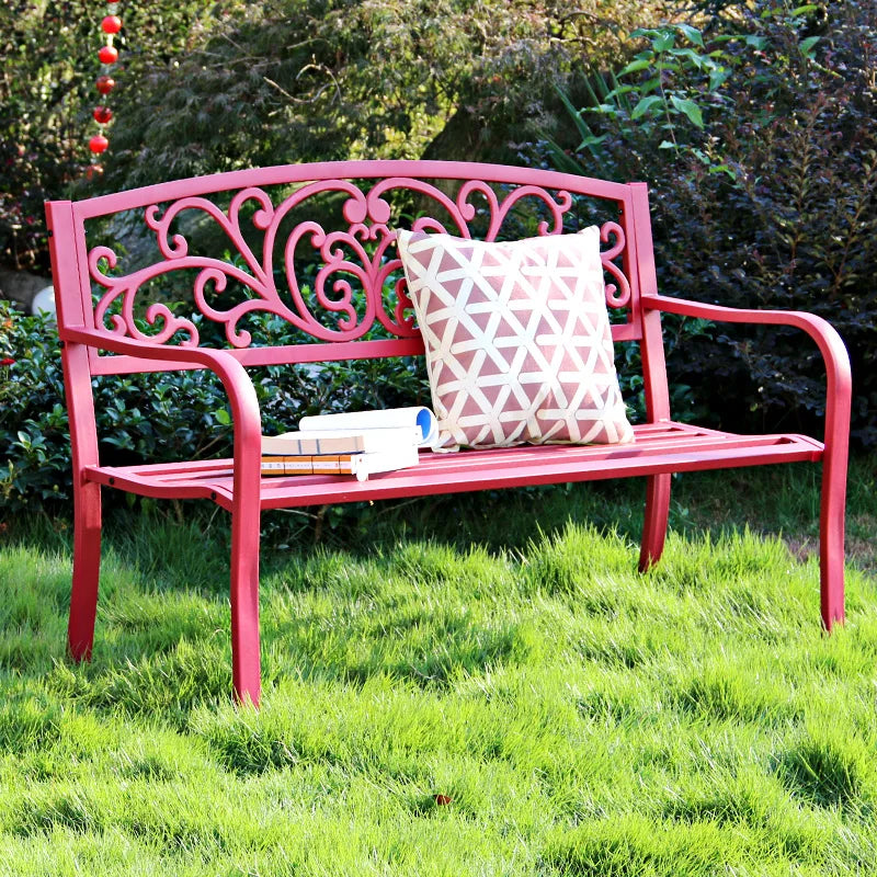 Wrought Iron Outdoor Bench - Double Seat Park Chair