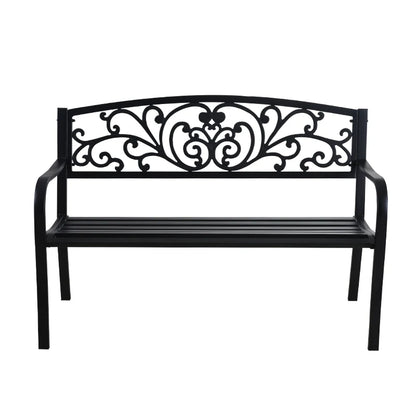 Wrought Iron Outdoor Bench - Double Seat Park Chair