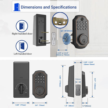 Fingerprint Smart Deadbolt Keyless Entry Lock Bluetooth