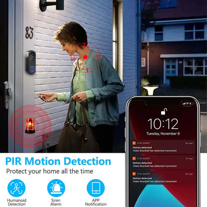 Tuya 1080P WiFi Video Doorbell - Alexa & Google Compatible