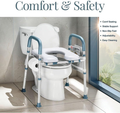 Toilet Seat Risers Adjustable Height for Seniors with Handles