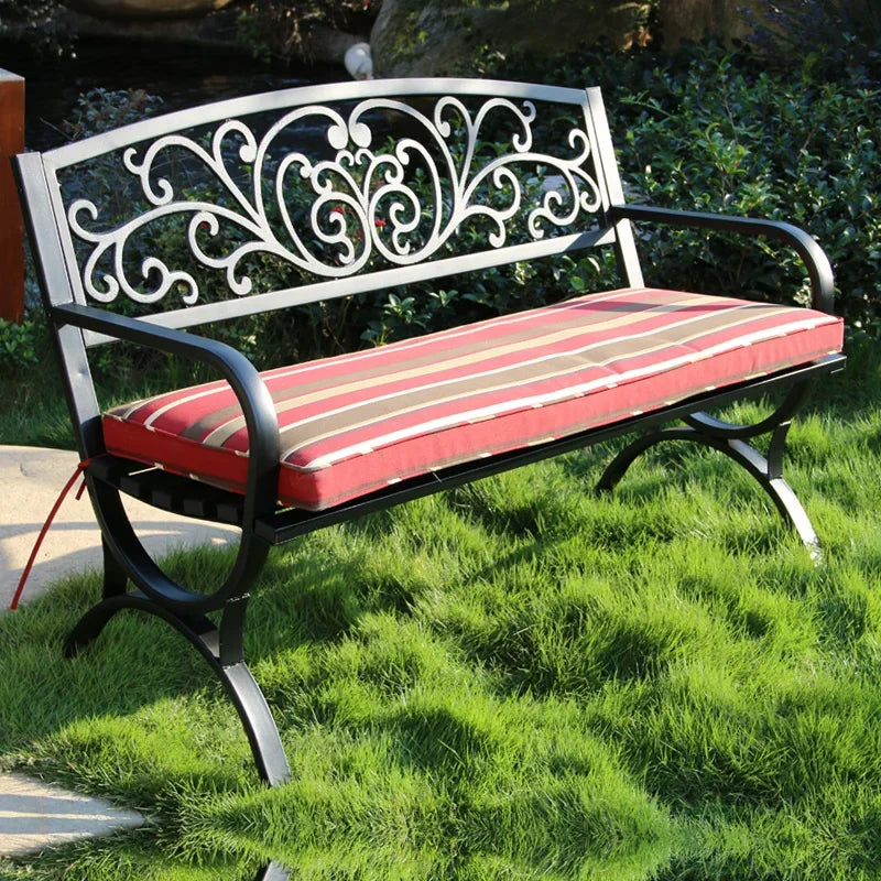 Wrought Iron Outdoor Bench - Double Seat Park Chair