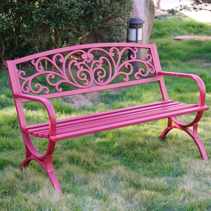 Wrought Iron Outdoor Bench - Double Seat Park Chair