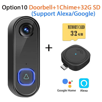 Tuya 1080P WiFi Video Doorbell - Alexa & Google Compatible